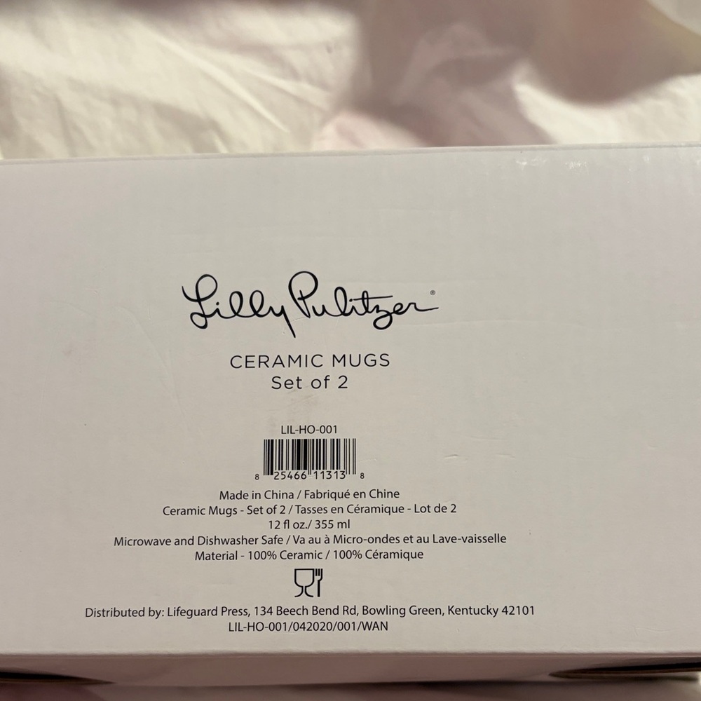 Brand New in Box Set of 2 Lilly Pulitzer Blue, Green, Purple Floral Mug Set - Picture 4 of 4